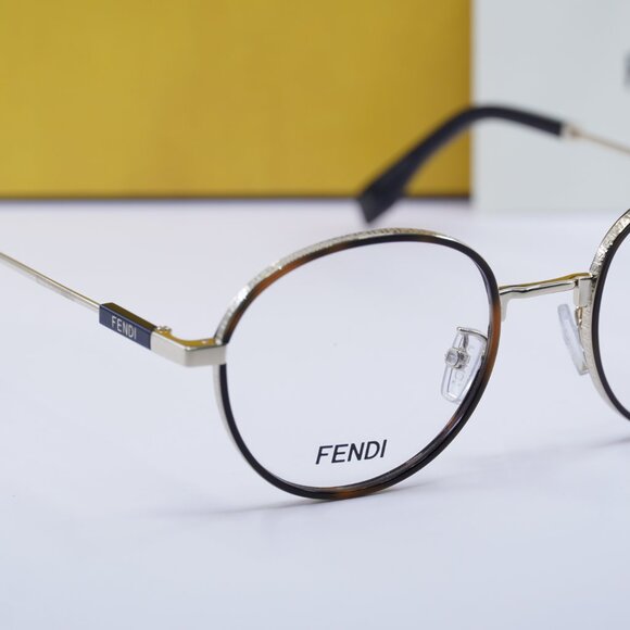 Fendi FE50052U 032 Round Eyeglasses 51mm – Havana/Gold - Picture 2 of 11
